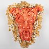 Buccellati 18k Gold, Carved Coral and Cultured Seed Pearl Bacchus Pendant/Brooch