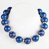 Lapis Bead and 14k Gold Bead Necklace