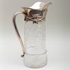 Large Tiffany & Co. Silver Mounted Engraved Glass Jug
