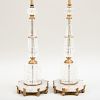 Pair of Baroque Style Gilt-Bronze and Rock-Crystal Table Lamps