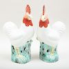 Pair of Large Chinese Export Style Porcelain Figures of Roosters