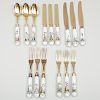 Assembled Set of French Silver and Meissen Porcelain Flatware