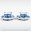 Pair of Chinese Export Porcelain Teabowls and Saucers