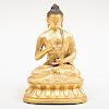 Tibetan Gilt-Bronze Figure of a Seated Medicine Buddha