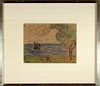 Illegibly Signed "View of St. Tropez" Watercolor