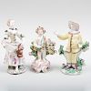 Bow Porcelain Figure of Pedrolino or Pierrot and Two Figures Emblematic of Spring