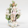 Chelsea Porcelain Bocage Two-Light Candelabra with Figure of Minerva