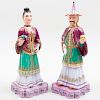 Pair of English Porcelain Chinoiserie Figures