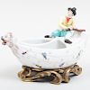 Samson Ormolu-Mounted Porcelain Figural Ship Form Double Salt