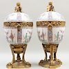 Pair of Large Gilt-Metal Mounted Samson Porcelain Potpourri Bases and Covers