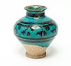 Kashan Turquoise Glazed Stoneware Pottery Vase