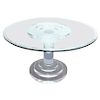 Modern Lucite & Glass Circular Dining Table