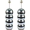 Modern Chrome Stacked Ball Table Lamps, Pair