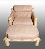 Rustic Loung Chair & Ottoman w Beige Upholstery