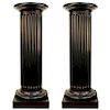 Ebonized Wood Doric Fluted Pedestal Columns, Pair