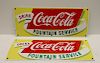 Lot Of 2 Vintage Coca Cola Enamel Signs.