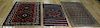 Lot Of 3 Antique And Finely Hand Woven Area Rugs.
