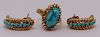 JEWELRY. Turquoise and Gold Jewelry Grouping.