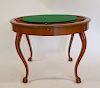 Antique Flip Top  Game Table Raised On Ball