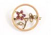 Faberge Jeweled & Guilloche Enamel Floral Brooch
