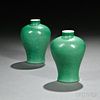 Pair of Small Green-glazed Vases