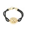Bulgari 18k Gold Engraved Circle Charm Cord Bracelet Small 5.5"L 