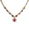 Vintage 8.10ct Diamond & Ruby 14k Gold Floral Necklace 