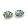 Estate Diamond & Turquoise 18k Post Clip Earrings