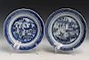 Two Chinese export blue and white porcelain plates. 