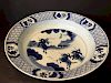 ANTIQUE Large Chinese Blue and White Basin Charger, 14 1/2". Kangxi period