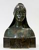 A BRONZE BUST OF A YOUNG WOMAN, EARLY 20TH CENTURY