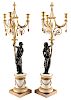 A PAIR OF LATE EMPIRE HARDSTONE AND ORMOLU-MOUNTED CANDELABRA, EARLY 19TH CENTURY