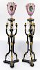 A PAIR OF FRENCH EGYPTIAN REVIVAL BRONZE VASES WITH STANDS, 19TH CENTURY