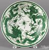 Chinese porcelain bowl with green dragon decoration, probably Republic period, 3 1/4'' h., 9 3/4'' dia.
