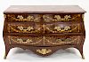 A MARQUETRY COMMODE WITH GRANITE TOP, EARLY 20TH CENTURY