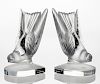 A PAIR OF LALIQUE 'HIRONDELLE' BOOKENDS, DESIGNED 1928, PRODUCED CIRCA 1950S