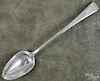 English silver stuffing spoon, 1806-1807, bearing the touch of Alice & George Burrows, 12'' l.