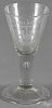 German etched glass wine, 19th c., with love bird decoration, 6 1/2'' h.