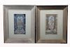 (2) Framed 19th C. Mixed Media Paintings of Women