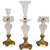 (3 Pc) Baccarat Crystal and Bronze Candlestick Set