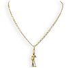 18k Gold Chain Link Necklace with Pendant