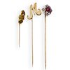 (3 Pc) 14k Gold and Ruby Pins