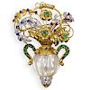 18k Gold and Precious Stone Floral Bouquet Brooch