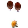 (3 Pc) Collection Of Amber and Sterling Jewelry