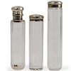 (3 Pc) English Sterling and Glass Vanity Bottles
