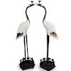 Pair of Chinese Figural Crane Torchieres
