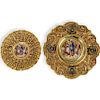 (2 Pc) Spanish Porcelain and Gilt Bronze Wall Plates