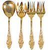 (4 Pc) Sheffield Gilded Silver Plated Serving Utensils