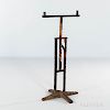 Black-painted Chestnut and Pine Cross-base Adjustable Ratchet Candlestand