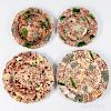 Four Press-molded Tortoiseshell-glazed Earthenware Plates